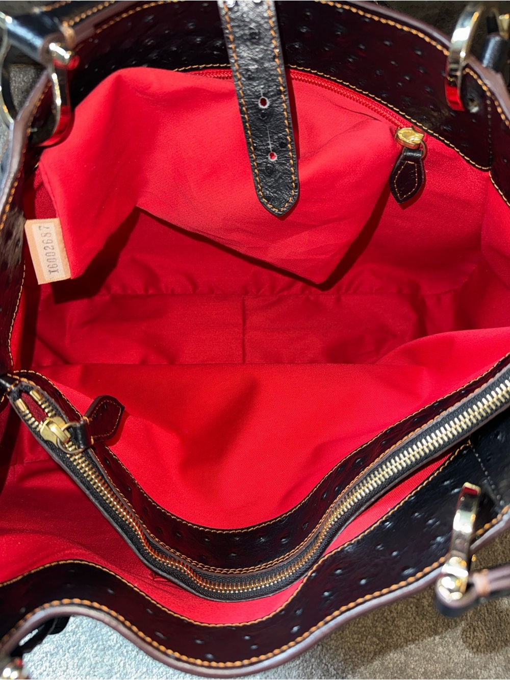 Dooney & Bourke Alto Ostrich Camilla in Black - Picture 9 of 15